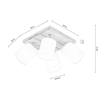 Faretto da binario APRILLIA 4xE27/25W/230V quercia/grigio- certificato FSC