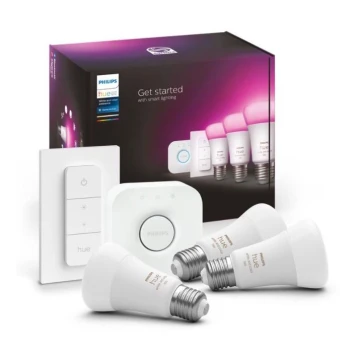 Starter pack Philips Hue WHITE AND COLOR AMBIANCE 3xE27/9W 2000-6500K + dispositivo di interconnessione