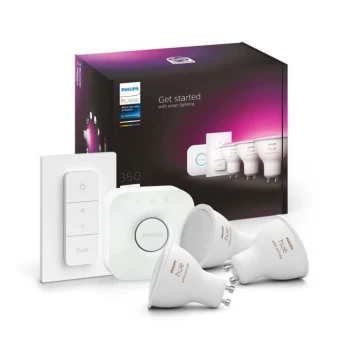 Starter pack Philips Hue WHITE AND COLOUR AMBIANCE 3xGU10/4,3W 2000-6500K + dispositivo di interconnessione