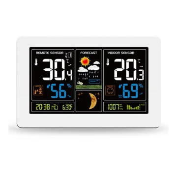 Stazione meteo con display LCD e ricarica USB bianca