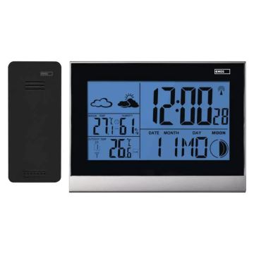 Stazione meteo wireless con sveglia 3xAAA nera