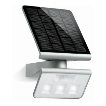 STEINEL 671013 - Riflettore solare a LED con sensore XSolar L-S 1,2W/LED argento