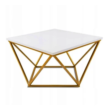 Tavolino CURVO 62x62 cm oro/bianco