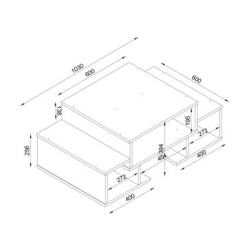 Tavolino SARAFINA 39x103 cm marrone/bianco