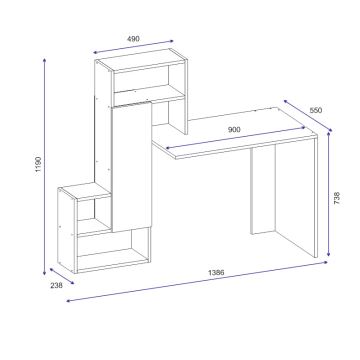 Tavolo da lavoro con mensola IRMAK 119x138,6 cm bianco