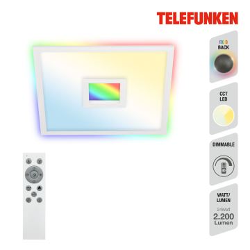 Telefunken 319406TF - Plafoniera dimmerabile RGBW LED/24W/230V 2700-6500K bianco + telecomando