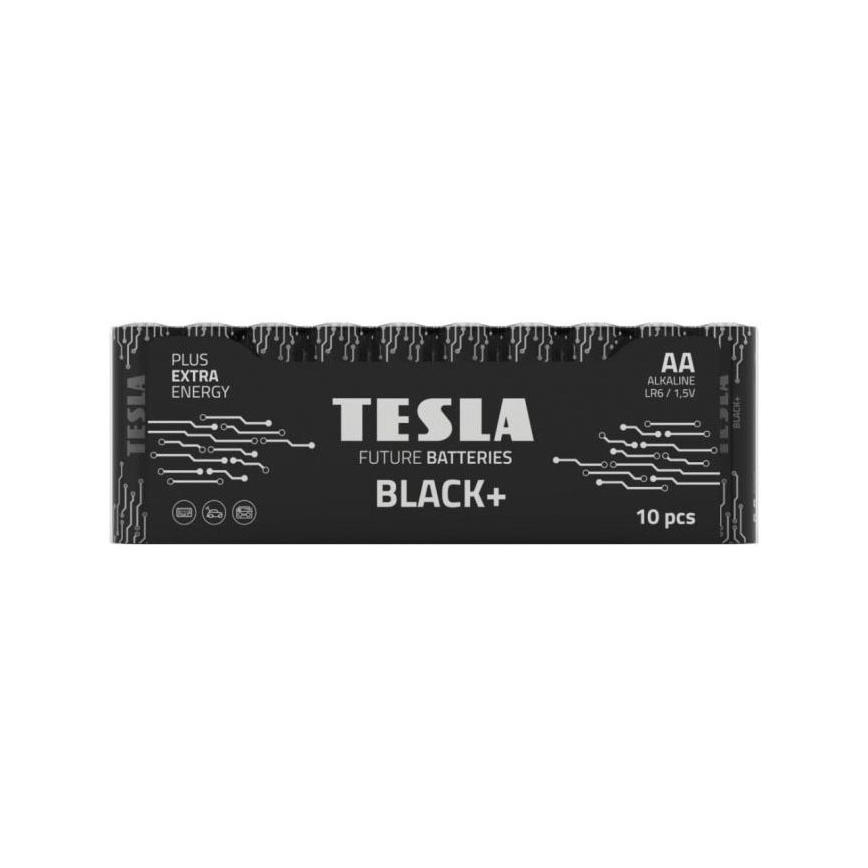 Tesla Batteries - 10 pz Batteria alcalina AA BLACK+ 1,5V 2800 mAh