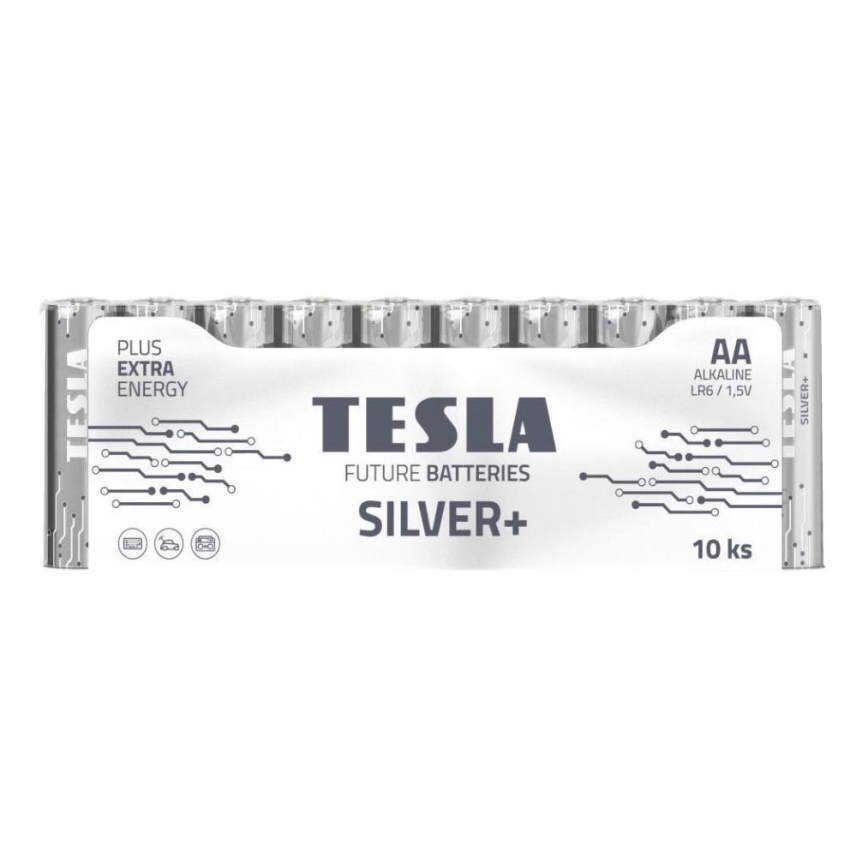 Tesla Batteries - 10 pz Batteria alcalina AA SILVER+ 1,5V 2900 mAh