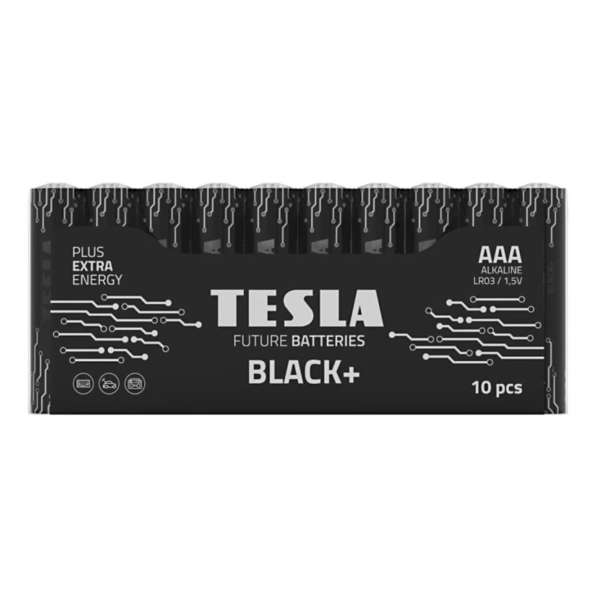 Tesla Batteries - 10 pz Batteria alcalina AAA BLACK+ 1,5V 1200 mAh
