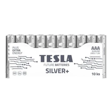 Tesla Batteries - 10 pz Batteria alcalina AAA SILVER+ 1,5V 1300 mAh
