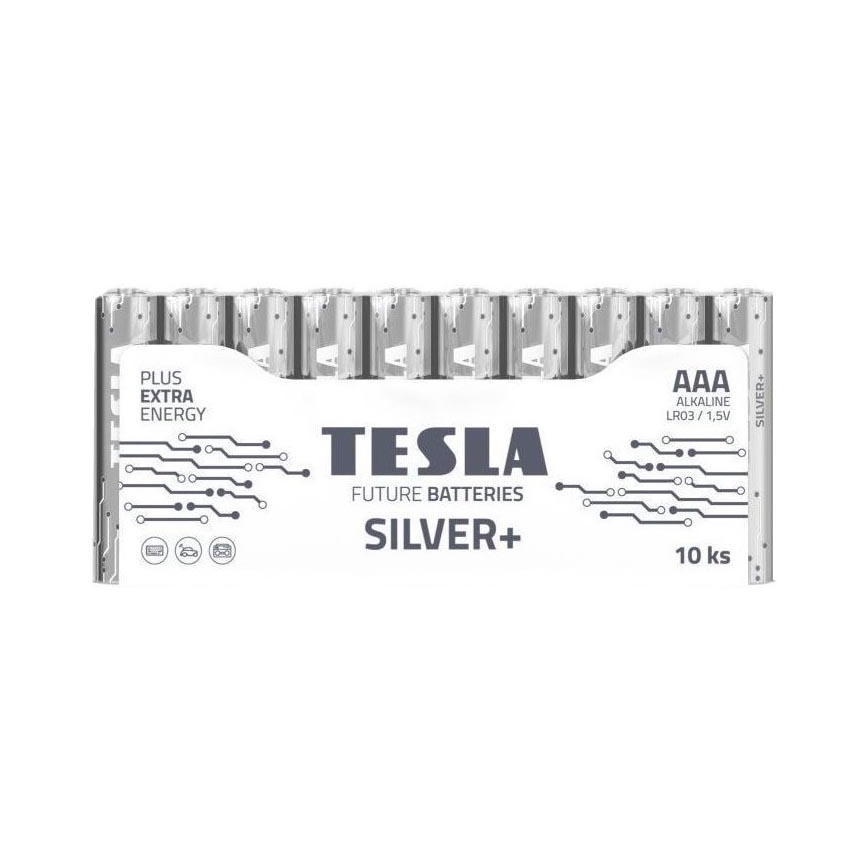 Tesla Batteries - 10 pz Batteria alcalina AAA SILVER+ 1,5V 1300 mAh