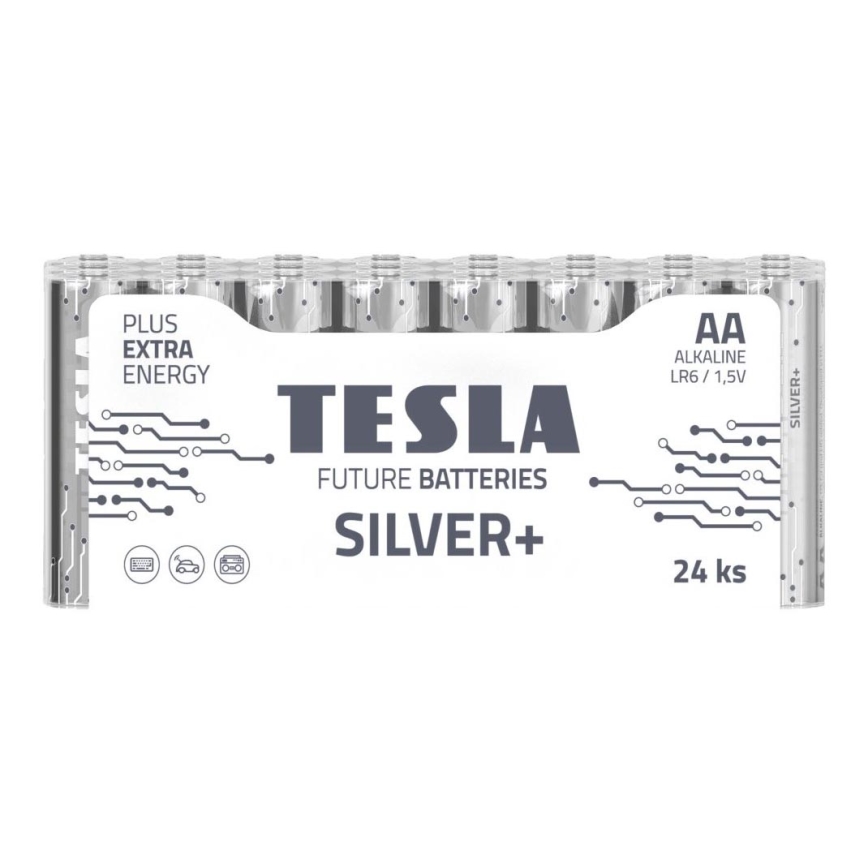 Tesla Batteries - 24 pz Batteria alcalina AA SILVER+ 1,5V 2900 mAh