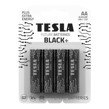 Tesla Batteries - 4 pz Batteria alcalina AA BLACK+ 1,5V 2800 mAh