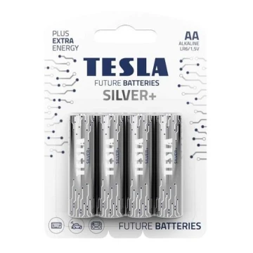 Tesla Batteries - 4 pz Batteria alcalina AA SILVER+ 1,5V 2900 mAh