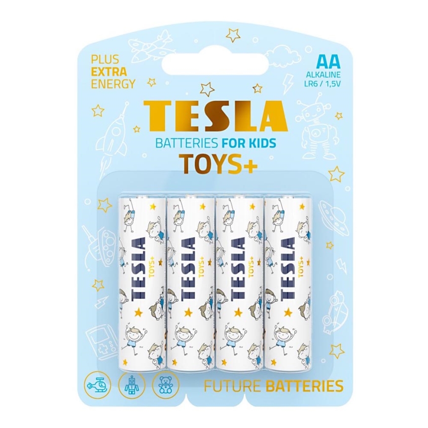Tesla Batteries - 4 pz Batteria alcalina AA TOYS+ 1,5V 2900 mAh