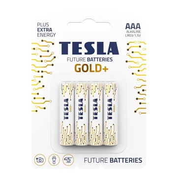Tesla Batteries - 4 pz Batteria alcalina AAA GOLD+ 1,5V 1350 mAh
