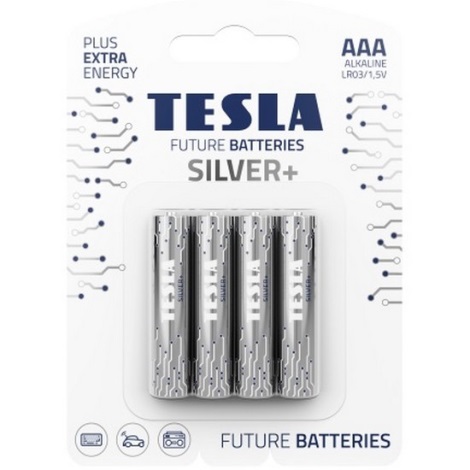 Tesla Batteries - 4 pz Batteria alcalina AAA SILVER+ 1,5V 1300 mAh