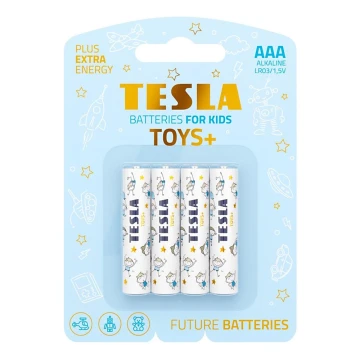 Tesla Batteries - 4 pz Batteria alcalina AAA TOYS+ 1,5V 1300 mAh