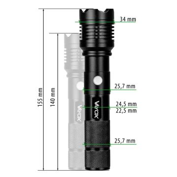 LED Dimmerabile rechargeable flashlight LED/10W/5V IPX4 800 lm 4 h 1200 mAh