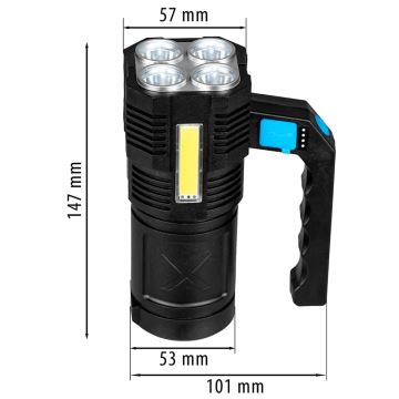 LED Dimmerabile rechargeable flashlight LED/5V IPX4 250 lm 4 h 1200 mAh