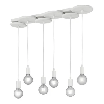 Trio - Lampadario su corda DISCUS 6xE27/28W/230V bianco