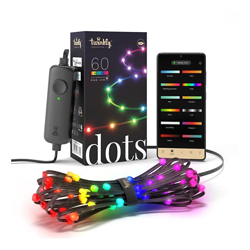 Twinkly - LED RGB Striscia dimmerabile DOTS 60xLED 3 m Wi-Fi USB