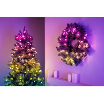 Twinkly - LED RGB Dimmerabile Ghirlanda di Natale PRE-LIT WREATH 50xLED diametro 61cm Wi-Fi