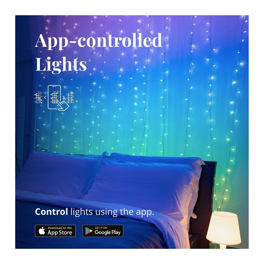 Twinkly - LED RGBW Dimmerabile per esterni Tenda natalizia CURTAIN 210xLED 6,1m IP44 Wi-Fi