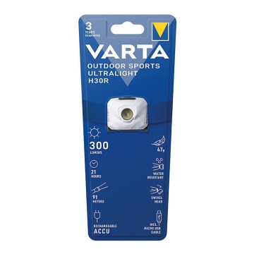 Varta 18631101401 - Lampada frontale ricaricabile dimmerabile a LED OUTDOOR SPORTS LED/5V IPX4 bianco