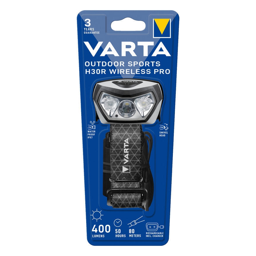 Varta 18650101401 - Lampada frontale ricaricabile a LED Dimmerabile OUTDOOR SPORTS LED/5V 1800mAh IPX7