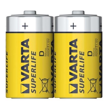 Varta 2020 - 2 pz Batteria a zinco-carbone SUPERLIFE D 1,5V