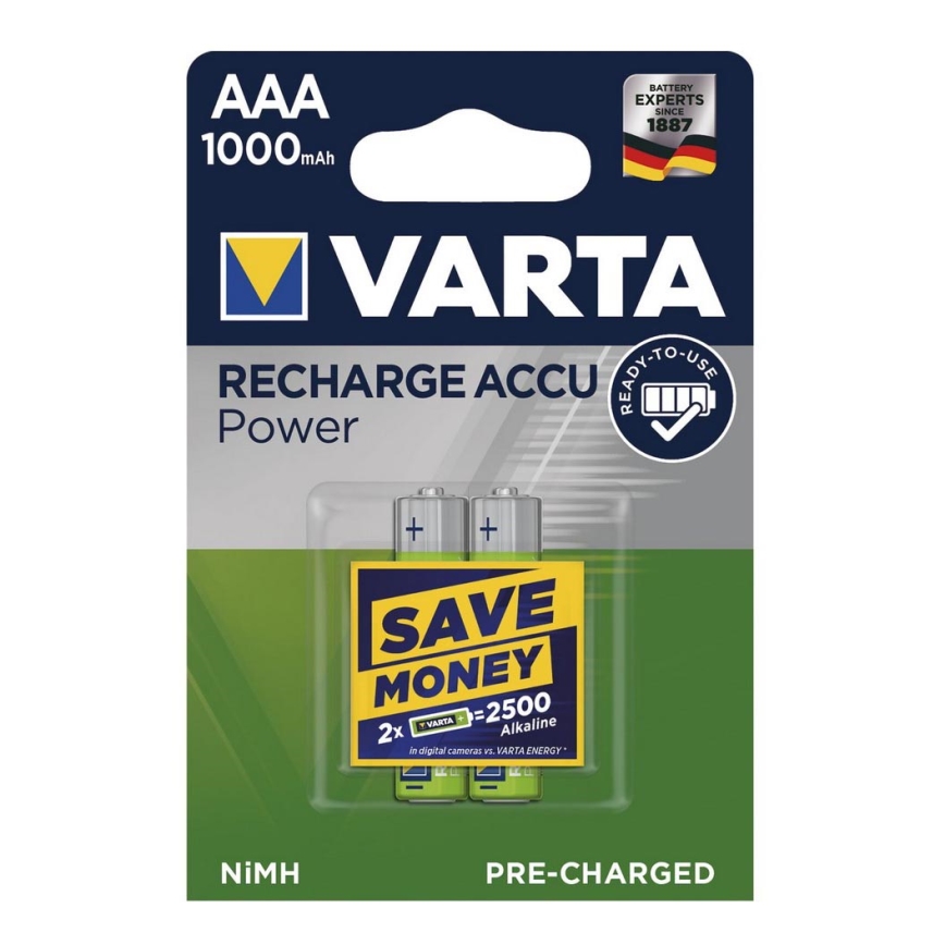 Varta 5703301402 - 2 pz Batteria ricaricabile RECHARGE  AAA  1,2V