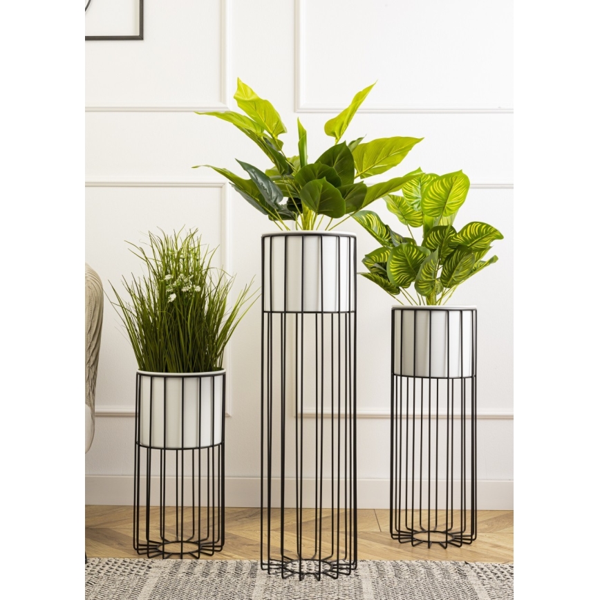 Vaso da fiori in metallo LOFT 42x20 cm nero/bianco