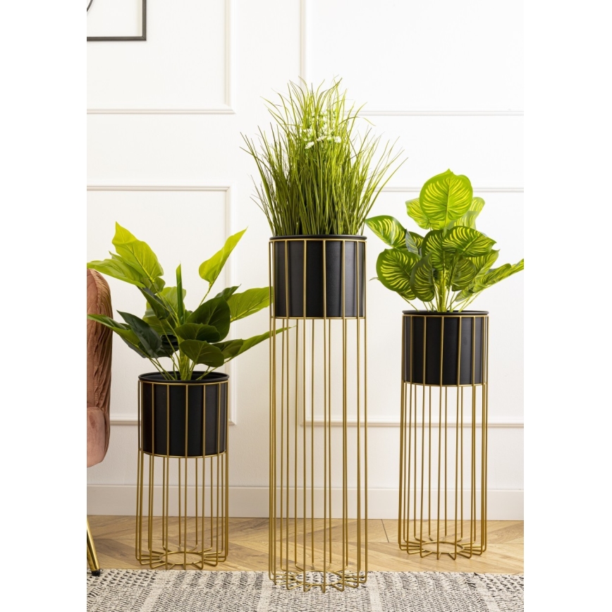 Vaso da fiori in metallo LOFT 55x20 cm oro/nero