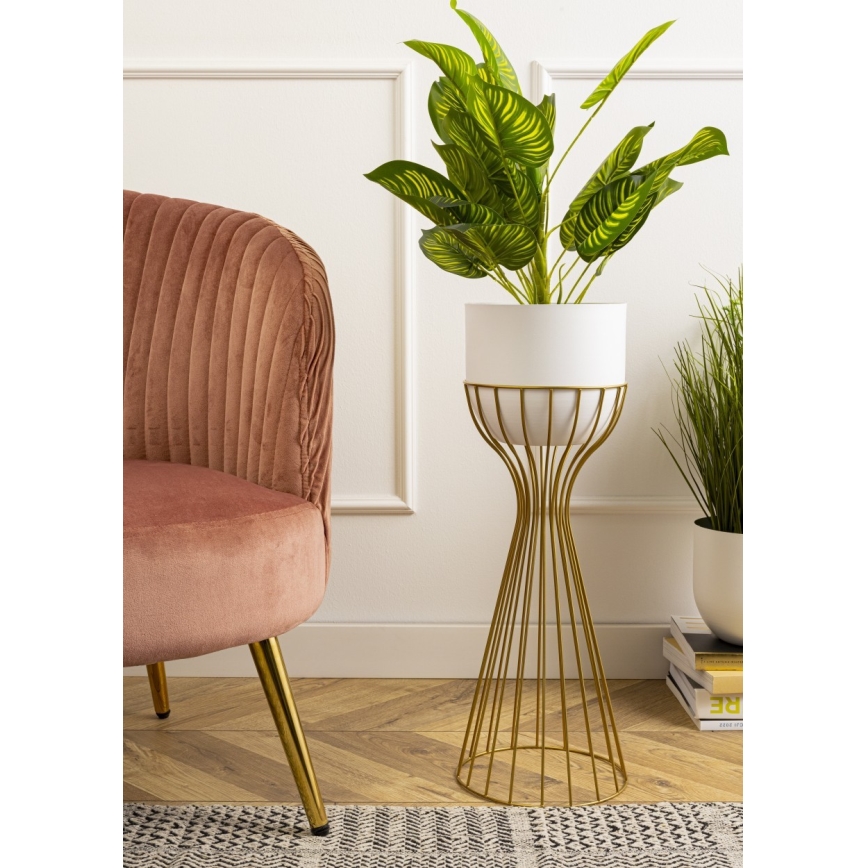 Vaso da fiori in metallo LOFT 56x20 cm oro/bianco