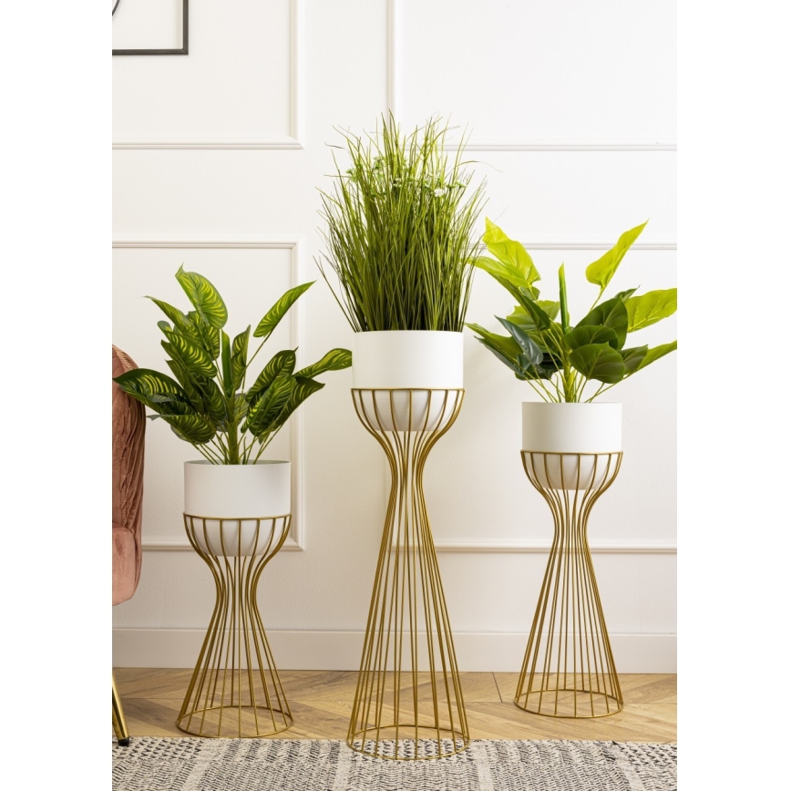 Vaso da fiori in metallo LOFT 56x20 cm oro/bianco