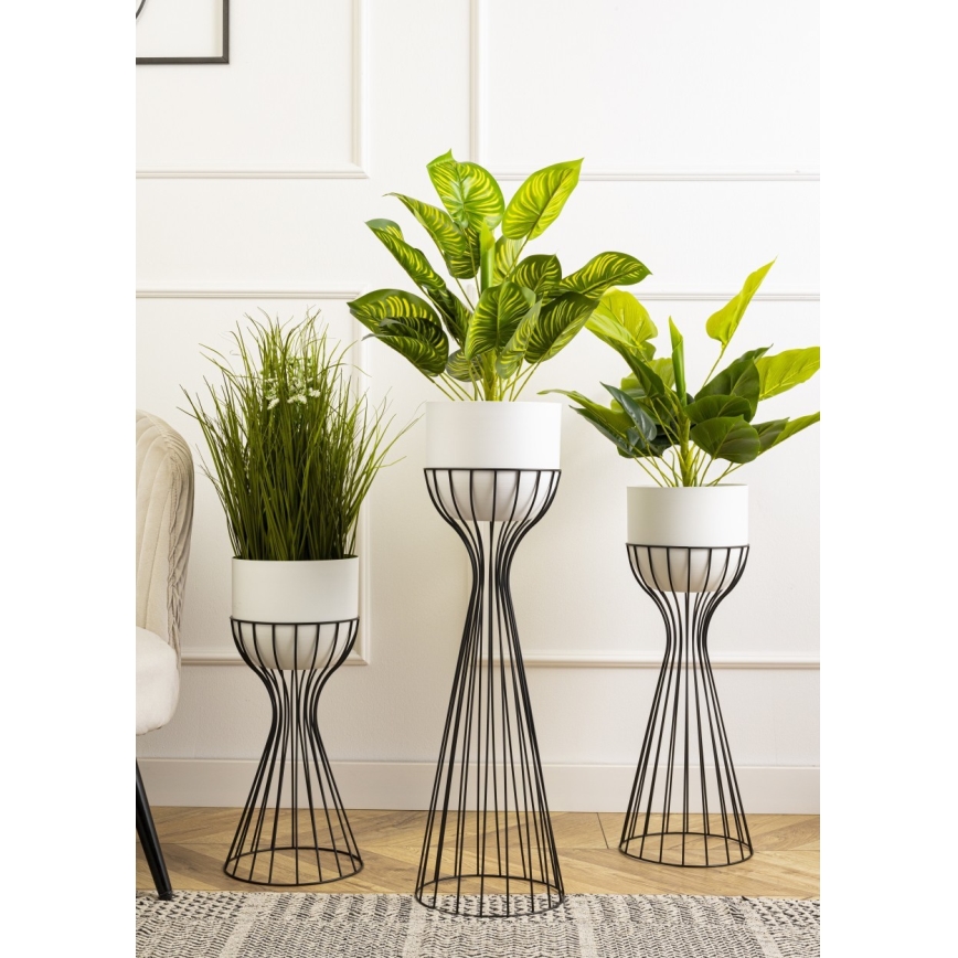 Vaso da fiori in metallo LOFT 68x20 cm nero/bianco