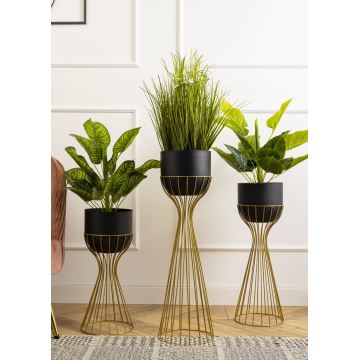 Vaso da fiori in metallo LOFT 68x20 cm oro/nero