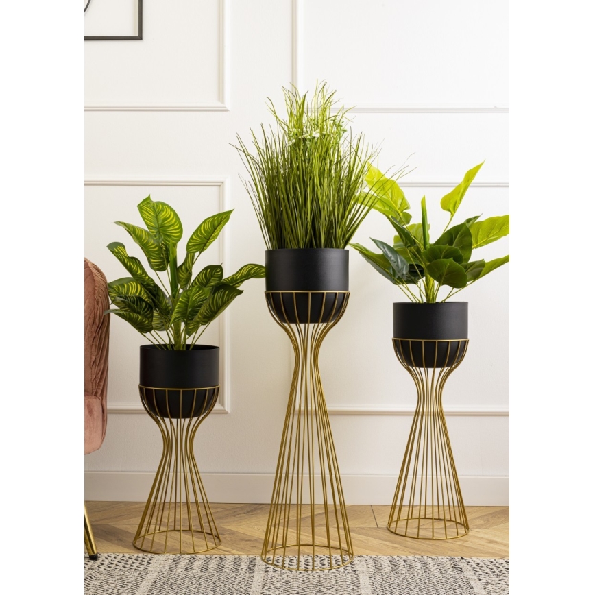 Vaso da fiori in metallo LOFT 68x20 cm oro/nero