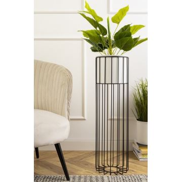 Vaso da fiori in metallo LOFT 70x20 cm nero/bianco