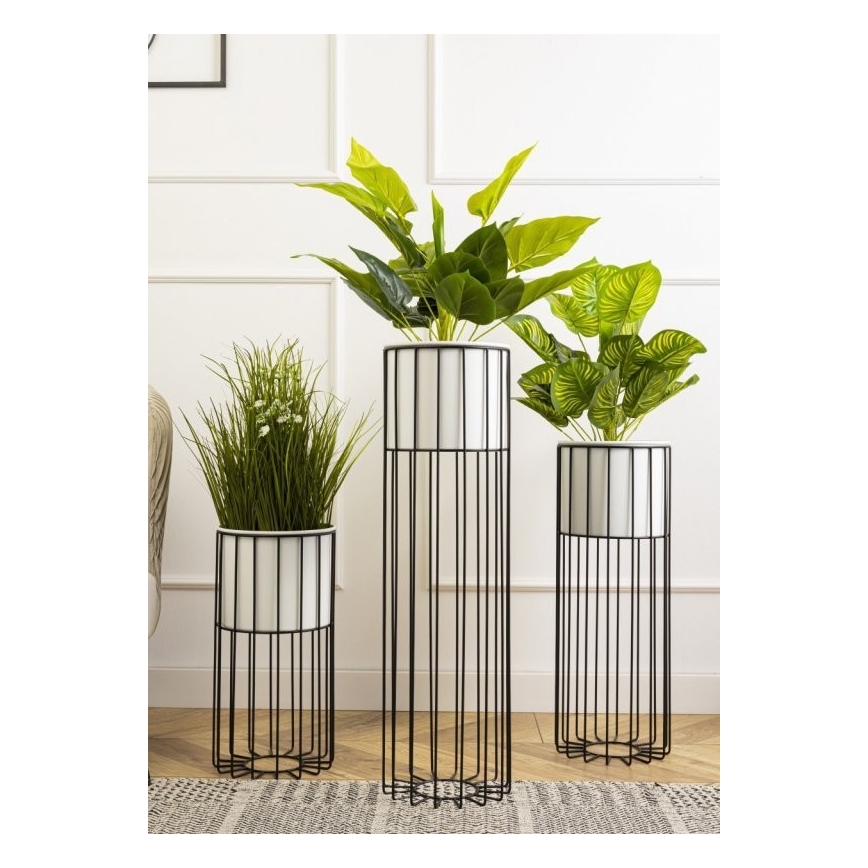 Vaso da fiori in metallo LOFT 70x20 cm nero/bianco