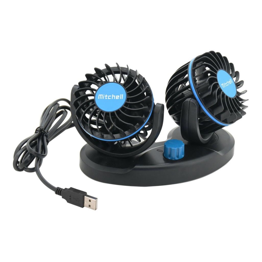 Ventilatore da cruscotto per auto con USB 3W/5V nero