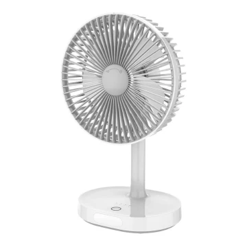 Ventilatore da tavolo ricaricabile 3000mA/3,7V USB 3 livelli di potenza grigio / bianco