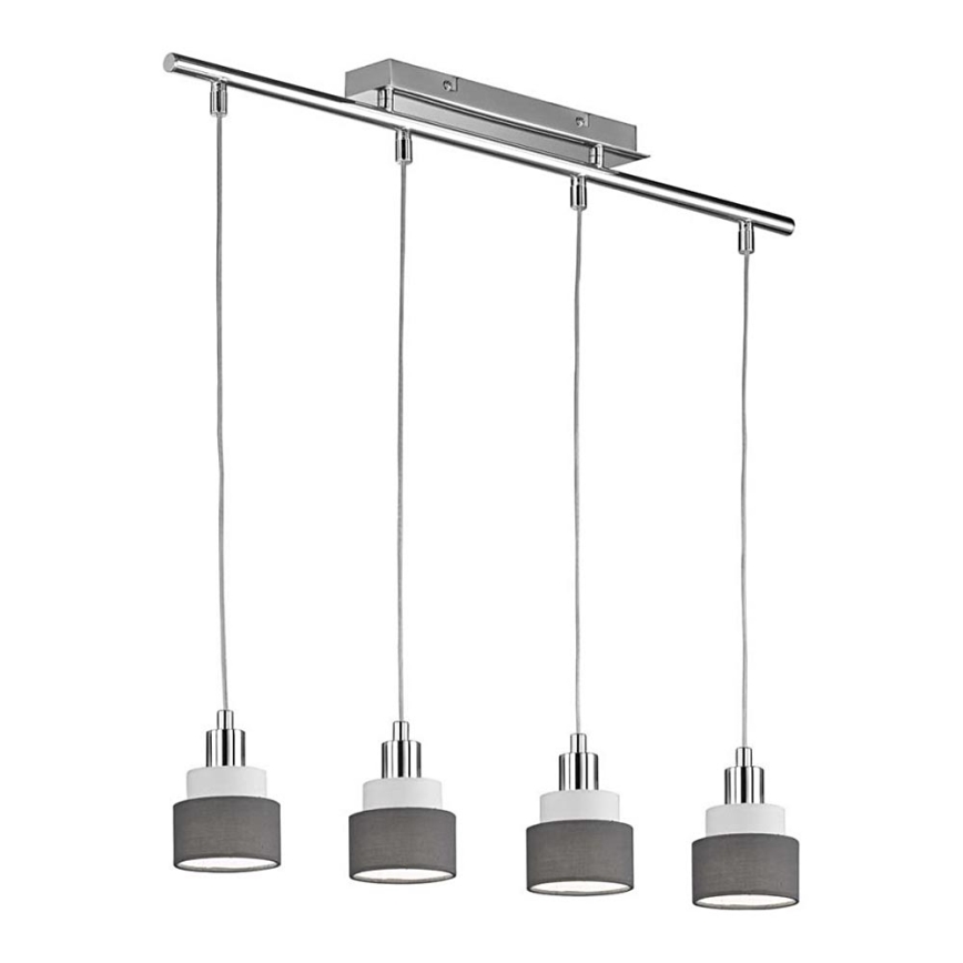 Wofi 11624 - Lampadario a sospensione con filo NAPLES 4xE14/28W/230V grigio/cromo lucido