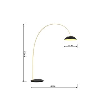 Wofi 3001-104 - Lampada da terra dimmerabile a LED ROSCOFF LED/21W/230V nero/oro