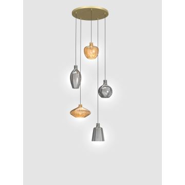 Wofi 5005-501 - Lampadario a sospensione con filo ROUEN 5xE14/40W/230V oro/grigio