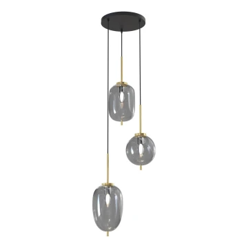 Wofi 5007-302 - Lampadario a sospensione con filo BELLEVILLE 3xE14/40W/230V nero/oro