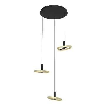 Wofi 5016-304 - Lampadario a sospensione con filo LED dimmerabile BREST LED/26W/230V nero/oro