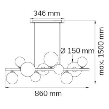 Wofi 6014.10.24.9000 - Lampadario LED a sospensione con filo VILLA 10xG9/3W/230V cromo nero