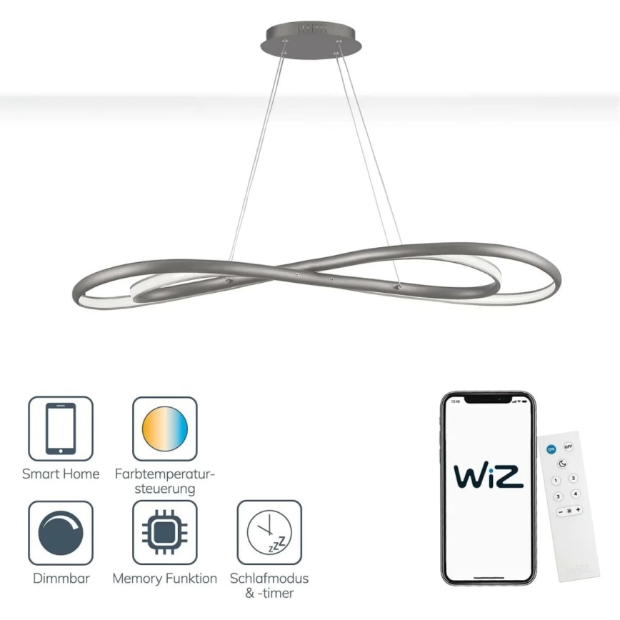 Wofi 6480.02.64.8000 - Lampadario LED dimmerabile su filo COLLIN LED/27W/230V 2700-6000K Wi-Fi + telecomando